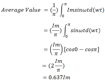 average value of center tapped full wave rectifier