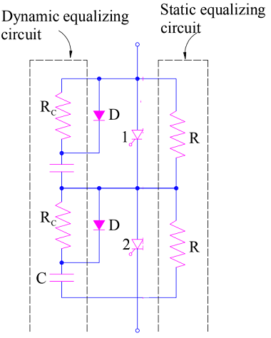 Voltage equalization or dynamic equalization circuit during turn on and turn off process